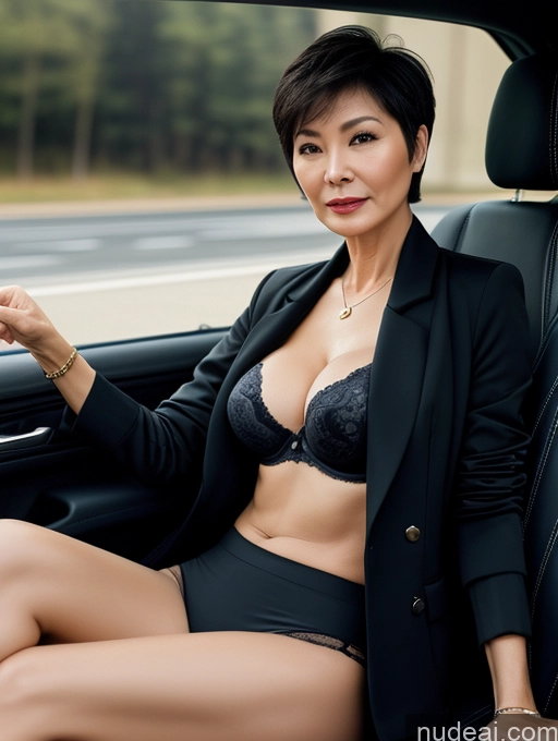 related ai porn images free for Milf Perfect Boobs Beautiful Perfect Body Chinese Car Bra Jacket Professor Stylish Suit Cleavage Detailed Sexy Face Short Hair Dark Lighting 60s