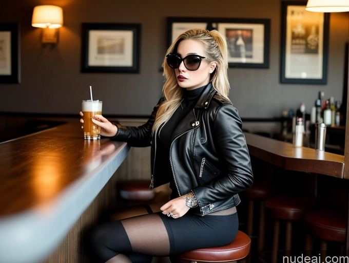 related ai porn images free for Woman One Perfect Boobs Sunglasses Perfect Body 20s Serious Blonde Bar Side View Casual Goth Jacket High Socks