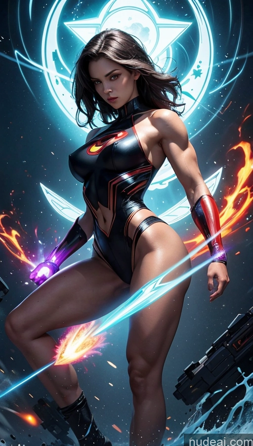 related ai porn images free for Superheroine Several Perfect Boobs Muscular Abs Powering Up Superhero Dynamic View Surrealist