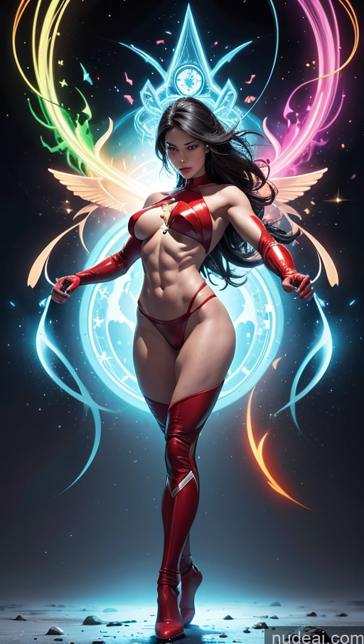 related ai porn images free for Superheroine Several Perfect Boobs Muscular Abs Powering Up Superhero Dynamic View Surrealist