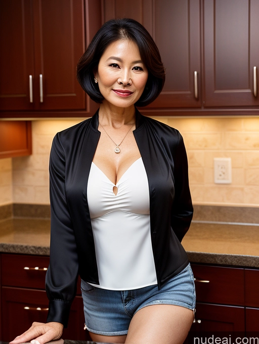 related ai porn images free for Milf Perfect Boobs Beautiful Perfect Body Short Hair 70s Chinese Kitchen Blouse Bra Casual Jacket Professor Stylish Cleavage Dark Lighting Detailed