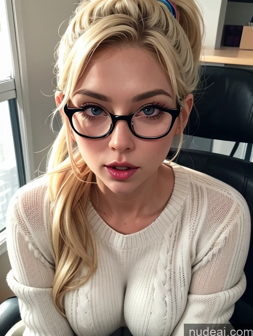 related ai porn images free for Blonde Simple Ponytail Glasses Chubby Blowjob Secretary Two Dress Stylish Office Woman 50s Sweater Transparent