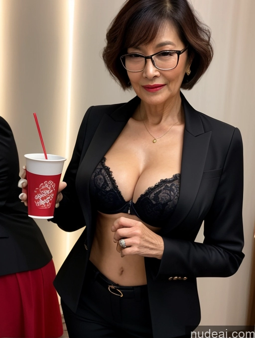 related ai porn images free for Milf Perfect Boobs Beautiful Glasses Perfect Body 70s Pixie Chinese Party Blouse Bra Jacket Stylish Suit Cleavage Dark Lighting Detailed