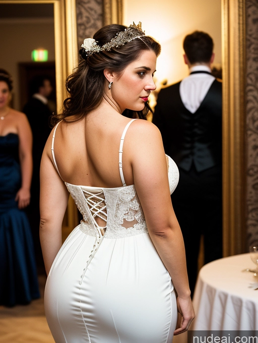 related ai porn images free for Busty Big Ass Fairer Skin Brunette Messy White Film Photo Dark Lighting Detailed Several 20s Party Victorian Wedding Dress Cleavage Woman Chubby Big Hips Back View