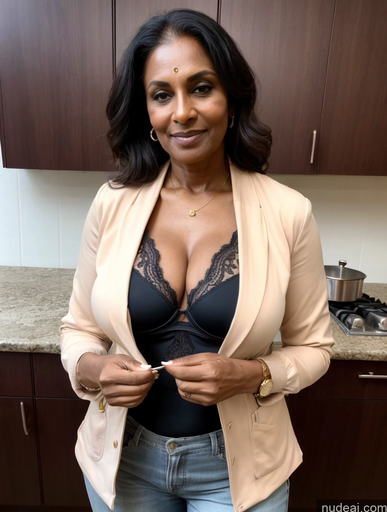 related ai porn images free for Milf Perfect Boobs Beautiful Perfect Body Dark Skin 60s Indian Kitchen Bra Casual Jacket Professor Stylish Suit Cleavage Detailed Sexy Face