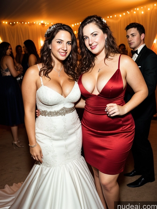 related ai porn images free for Several Busty Big Ass Fairer Skin Brunette Messy White Film Photo Party Dress Wedding Cleavage Dark Lighting Detailed Woman + Man Chubby Big Hips 30s Stylish