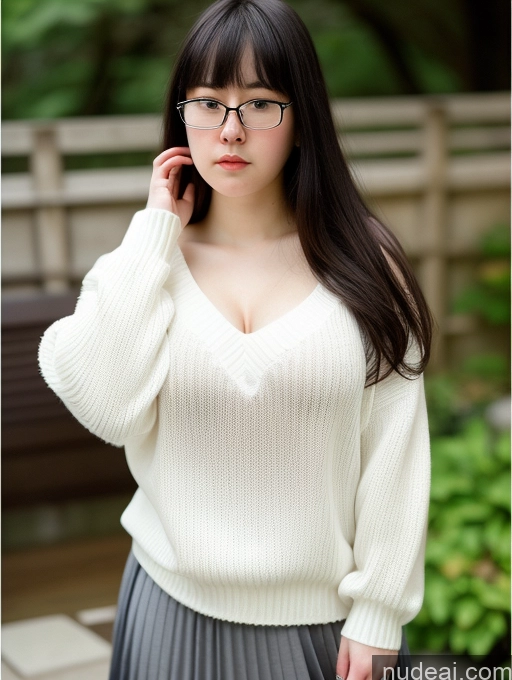 related ai porn images free for Woman Small Tits Short Fairer Skin 18 Serious Black Hair Bangs Japanese Long Skirt Sweater Glasses Fat