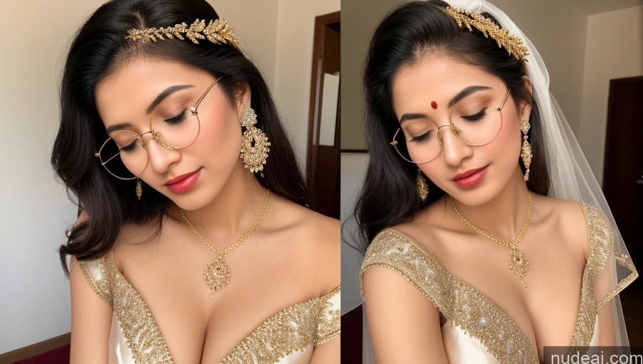 ai nude image of a close up of a woman wearing a wedding dress and a veil pics of Sorority One Beautiful Lipstick Perfect Body Fairer Skin 18 Black Hair Ponytail Indian Skin Detail (beta) Sari Stylish Traditional Wedding Cleavage Diamond Jewelry Gold Jewelry Jewelry Thin Round Glasses Transparent Partially Nude Angel Detailed Sleeping