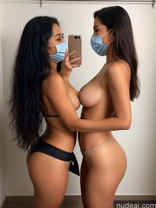 related ai porn images free for Woman + Man Two Busty 30s Orgasm Black Hair Long Hair Brazilian Mirror Selfie Changing Room Side View T-pose Nude Face Mask Fishnet Viking Cleavage Bright Lighting Simple