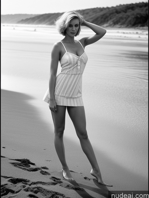 related ai porn images free for Beautiful Blonde Black And White 60s Pubic Hair Front View Beach 30s Short Hair Seductive Swedish Model Busty T-pose Sundress