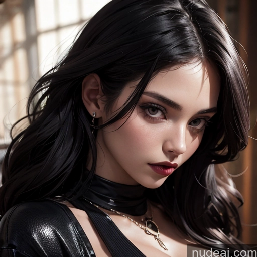 related ai porn images free for Woman One 18 Long Hair Black Hair White Close-up View Goth Sexy Face Seductive Sweater