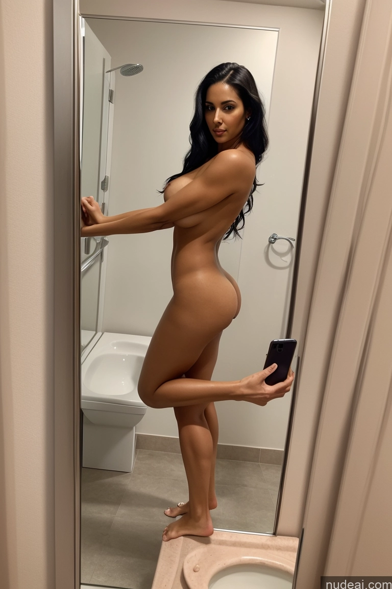 related ai porn images free for One Model Perfect Boobs Perfect Body 30s Seductive Black Hair Long Hair Latina Bathroom Front View Mirror Selfie Nude