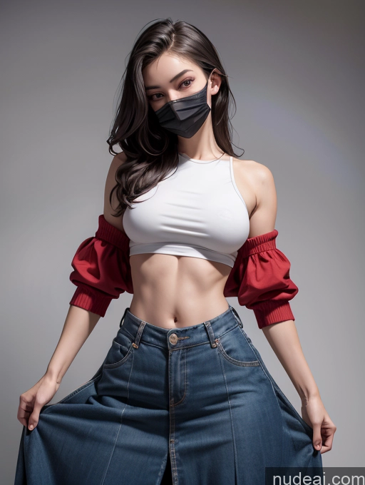 related ai porn images free for Woman Beautiful Perfect Body 18 Straight T-pose Perfect Boobs Small Tits Asian Face Mask Crop Top Long Skirt