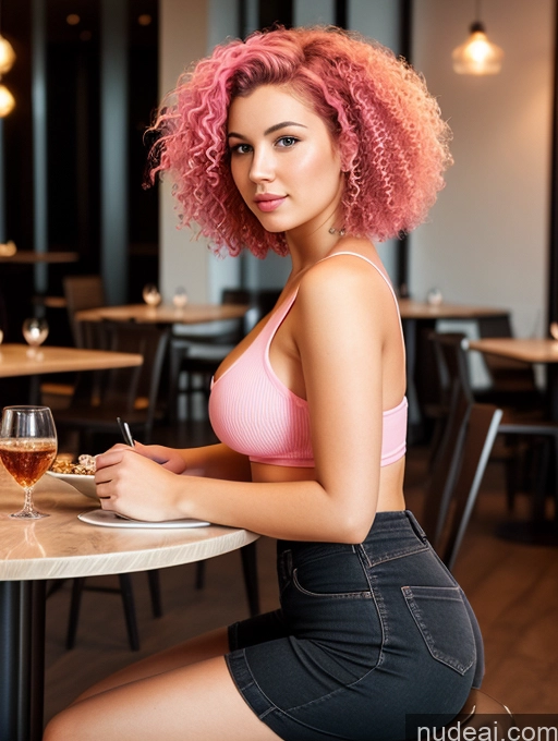 related ai porn images free for Woman One Big Hips Big Ass 18 Pink Hair Curly Hair German 3d Restaurant Front View Stylish Bright Lighting