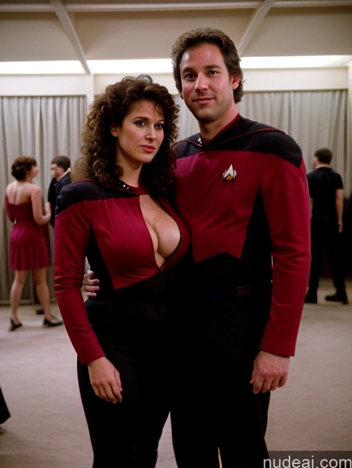 related ai porn images free for Woman + Man Several Busty Big Ass Chubby Big Hips Fairer Skin 30s Brunette Messy White Film Photo Party Star Trek TNG Uniforms: Captains Cleavage Dark Lighting Detailed