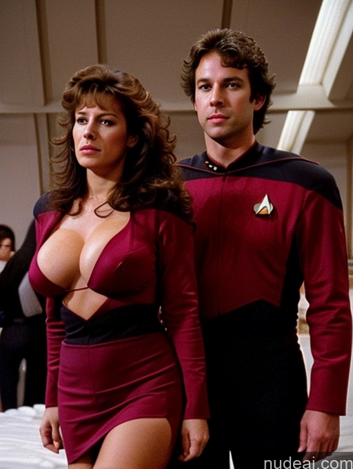 related ai porn images free for Woman + Man Several Busty Big Ass Chubby Big Hips Fairer Skin 30s Brunette Messy White Film Photo Party Cleavage Dark Lighting Detailed Star Trek TNG Uniforms: Captains Micro Skirt