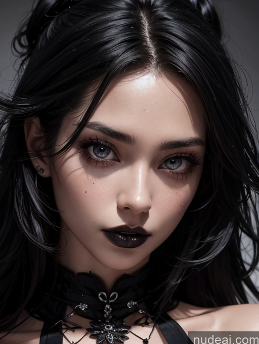 related ai porn images free for Goth Black Hair Long Hair Close-up View 18 Seductive Sexy Face