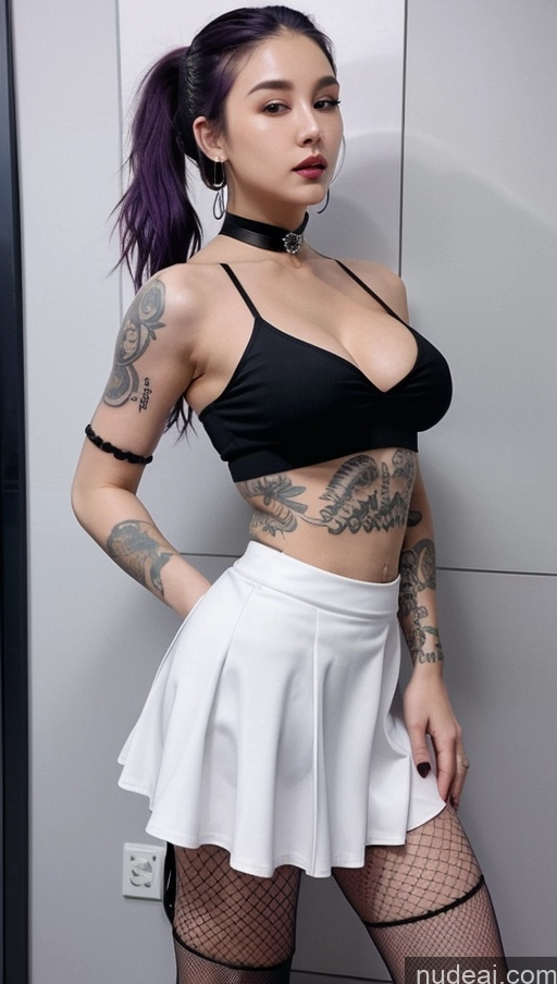 related ai porn images free for Busty Perfect Boobs Beautiful Tattoos Muscular Perfect Body Fairer Skin 20s Purple Hair Ponytail Korean Choker Crop Top Fishnet Goth Micro Skirt Diamond Jewelry