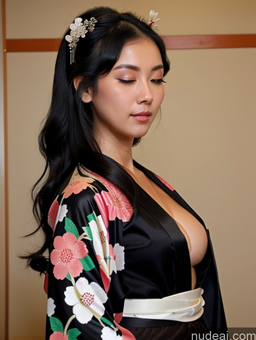 ai nude image of there is a woman in a kimono robe holding a cell phone pics of Woman One Pubic Hair Short Perfect Boobs Beautiful Perfect Body 30s Orgasm Black Hair Long Hair Latina Geisha Kimono