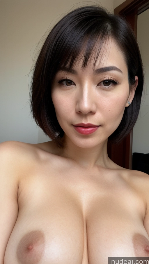 ai nude image of a close up of a woman with a very big breast pics of Woman One Beautiful Lipstick Fairer Skin 30s Black Hair Skin Detail (beta) Close-up View Huge Boobs Japanese Bobcut