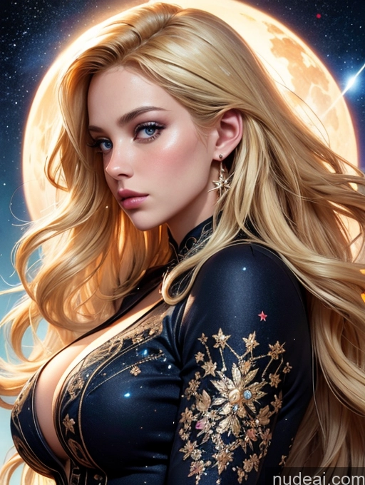 related ai porn images free for Woman One Blonde Long Hair German Chubby Stargazing Dress Front View Thick