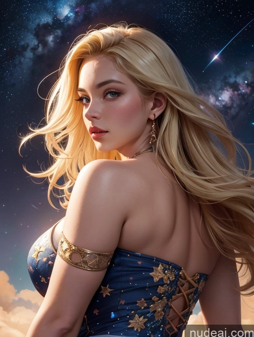 related ai porn images free for Woman One Blonde Long Hair German Chubby Stargazing Dress Front View Thick 20s