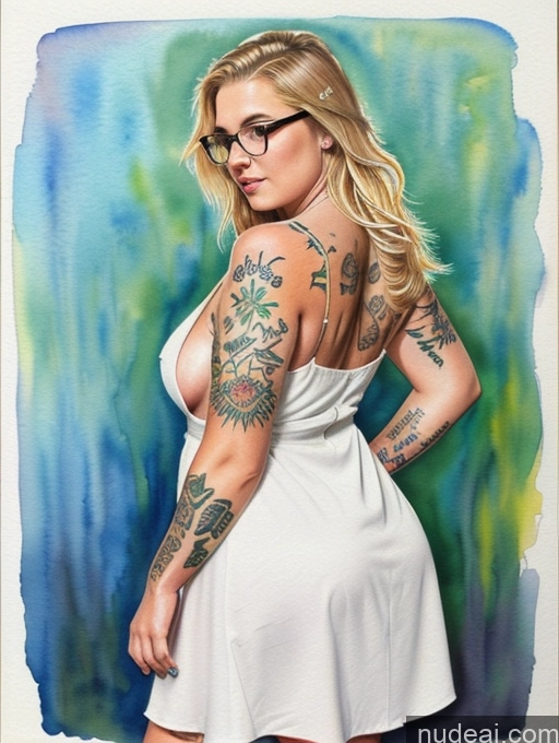 related ai porn images free for Woman One Blonde Long Hair German Chubby Dress Thick 20s Fat Small Tits Glasses Tattoos Watercolor