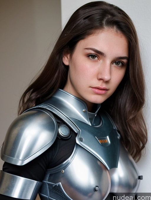 ai nude image of arafed woman in a silver armor posing for a picture pics of Beautiful Perfect Body 18 Jewish Perfect Boobs Busty Sci-fi Armor Sorority Angry Serious