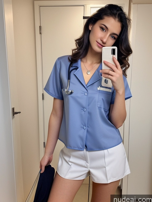 ai nude image of arafed woman in a blue shirt and white shorts taking a selfie pics of Sorority Beautiful Perfect Boobs Perfect Body 18 Jewish Hospital Blouse Doctor Cleavage