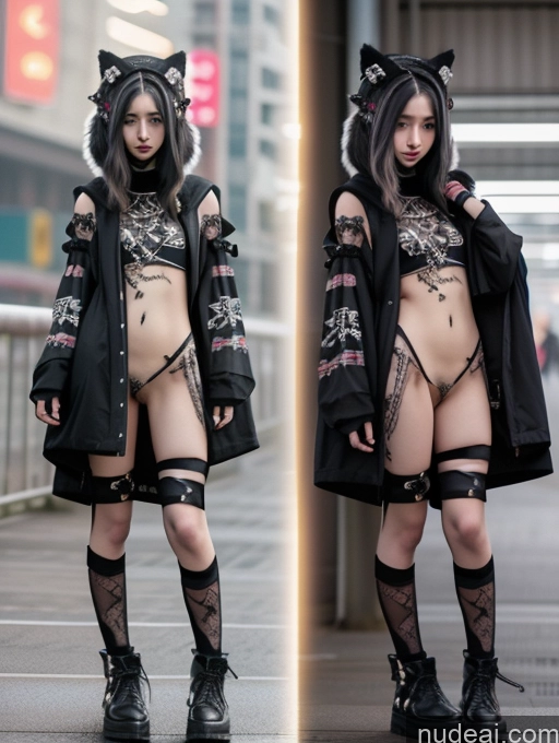 ai nude image of there is a woman in a black coat and a black cat costume pics of Gothic Punk Girl Sorority Small Tits Small Ass Skinny 18 T-pose Fur Cosplay Long Legs Short Chinese Nude Beautiful