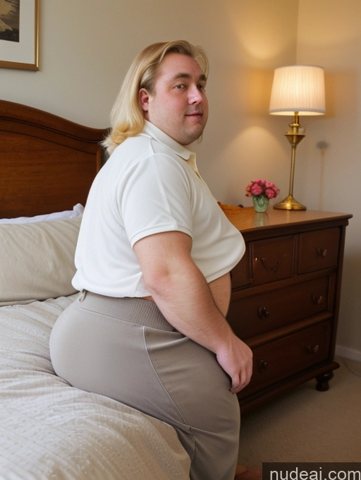 ai nude image of there is a man sitting on a bed with a white shirt pics of Milf Small Tits Big Ass Fat Big Hips Short Pubic Hair Obese Hairy Women 60s Sexy Face Blonde British Bedroom Harem Pants Polo Long Hair Full Frontal