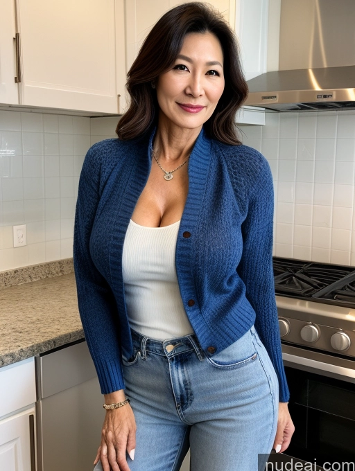 related ai porn images free for Milf Perfect Boobs Beautiful Perfect Body 60s Korean Kitchen Jacket Jeans Shirt Stylish Sweater Cleavage Detailed