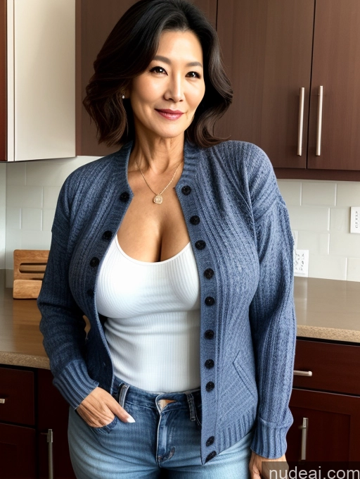 related ai porn images free for Milf Perfect Boobs Beautiful Perfect Body 60s Korean Kitchen Jacket Jeans Shirt Stylish Sweater Cleavage Detailed