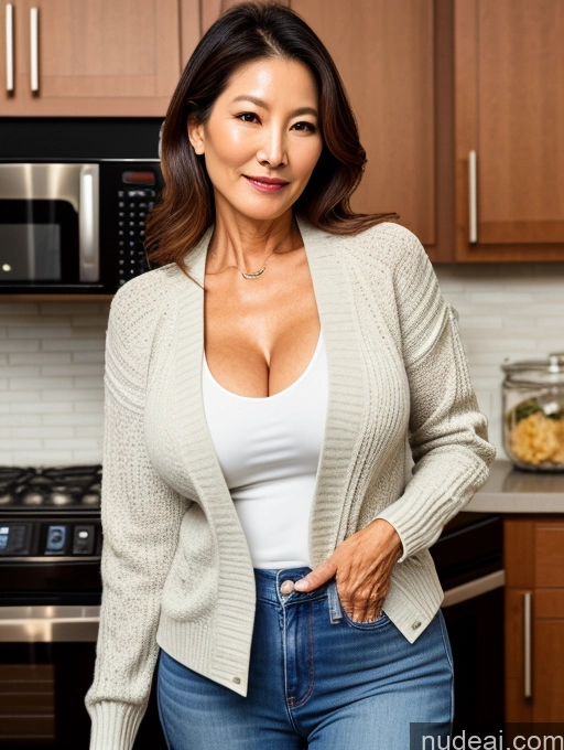 related ai porn images free for Milf Perfect Boobs Beautiful Perfect Body 60s Korean Kitchen Jacket Jeans Shirt Stylish Sweater Cleavage Detailed