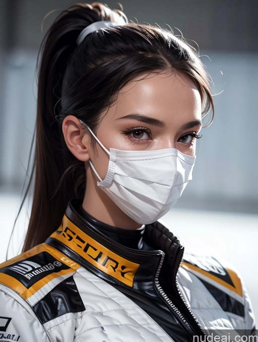 related ai porn images free for Model One Perfect Boobs Perfect Body 20s Serious Seductive Black Hair Ponytail Spanish Skin Detail (beta) Front View Face Mask Race Driver Suit Detailed Sexy Face