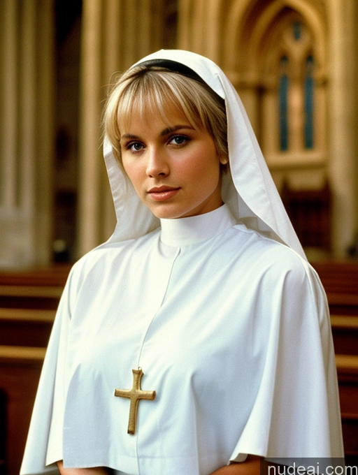 related ai porn images free for 20s Tanned Skin Beautiful Perfect Body Serious Blonde French Film Photo 90s Short Hair Church Front View Nun