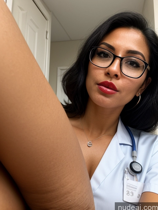 related ai porn images free for Woman One Tanned Skin Pubic Hair Short Lipstick Beautiful Perfect Body 20s Serious Black Hair Long Hair Latina Hospital Front View Nurse Blouse Jewelry Glasses Blowjob