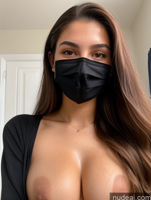 ai nude image of a close up of a woman wearing a black mask and a black top pics of Sorority Beautiful Perfect Boobs Perfect Body 18 Jewish Cleavage Face Mask