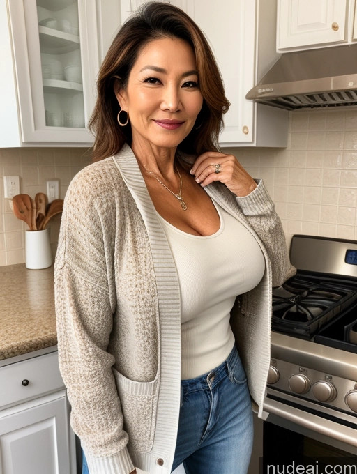 related ai porn images free for Milf Perfect Boobs Beautiful Perfect Body 60s Korean Kitchen Jacket Jeans Shirt Stylish Sweater Cleavage Detailed