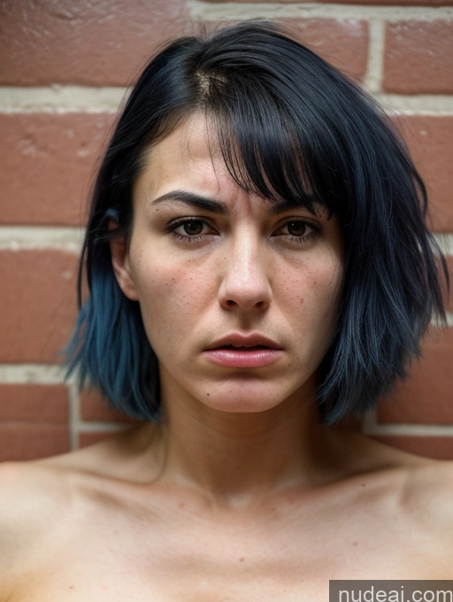 ai nude image of arafed woman with blue hair and a black top posing for a picture pics of Woman 18 Beautiful Perfect Body Front View Skinny Blue Hair Bangs Spreading Legs Angry Sad Prison Skin Detail (beta)