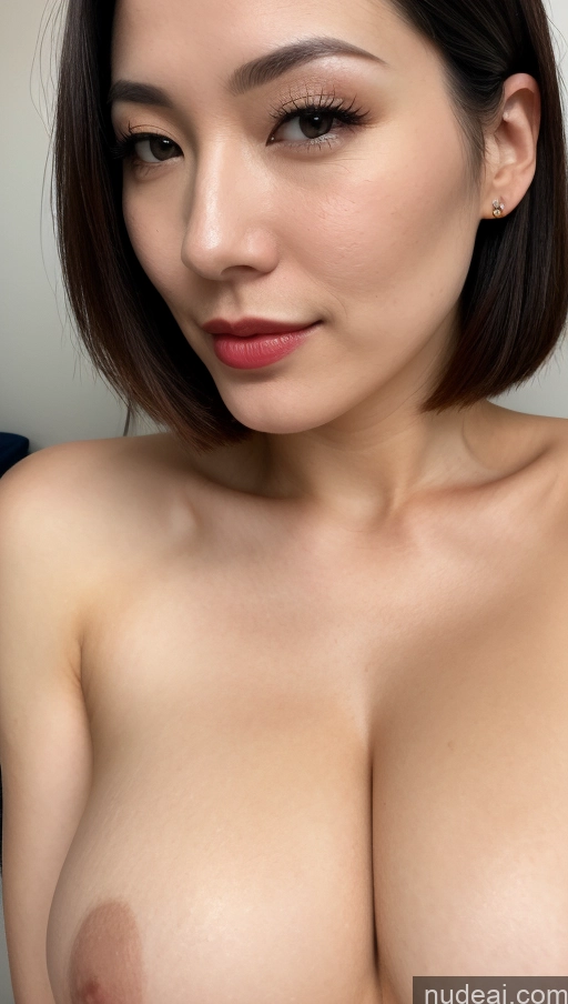 ai nude image of a close up of a woman with a very big breast pics of Woman One Beautiful Lipstick Fairer Skin 30s Black Hair Close-up View Japanese Bobcut Skin Detail (beta) Huge Boobs