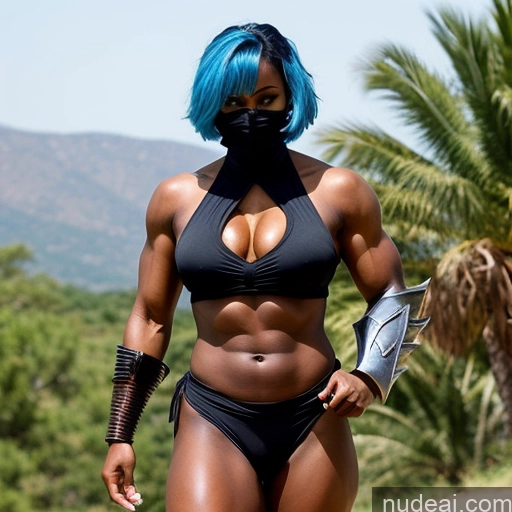 related ai porn images free for Perfect Boobs Small Tits Big Hips Perfect Body Bodybuilder One Muscular Blue Hair Bangs African Front View Face Mask Fantasy Armor