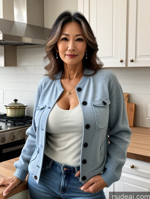 related ai porn images free for Milf Small Tits Beautiful Perfect Body 60s Korean Kitchen Jacket Jeans Shirt Stylish Sweater Cleavage Detailed