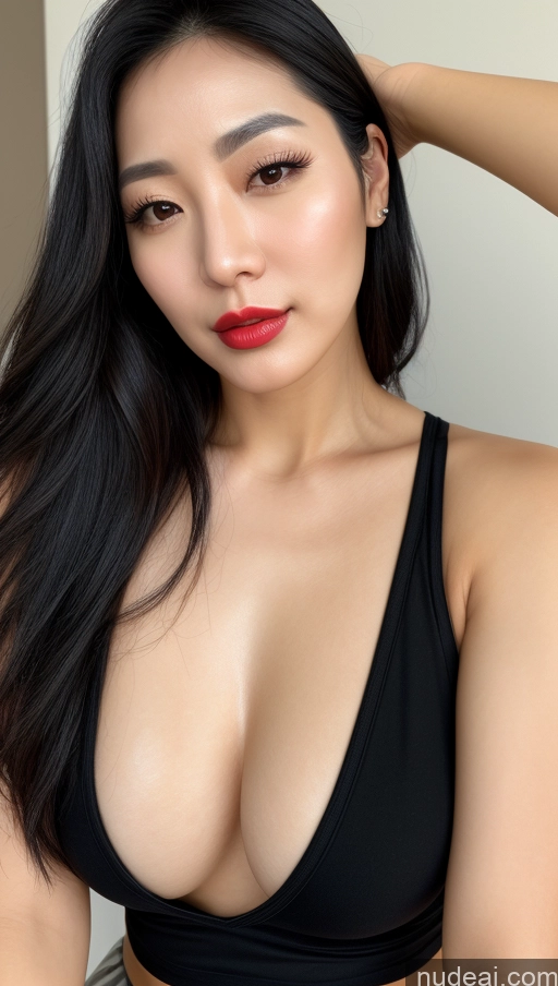 related ai porn images free for Woman One Beautiful Lipstick 30s Black Hair Close-up View Korean Small Tits Slicked Tank Top