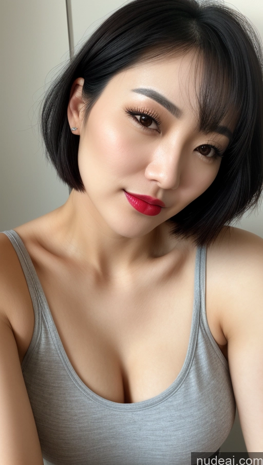 related ai porn images free for Woman One Beautiful Lipstick 30s Black Hair Close-up View Korean Small Tits Tank Top Bobcut