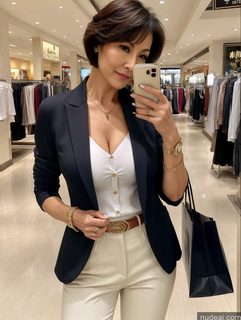 related ai porn images free for Milf Perfect Boobs Perfect Body 70s Short Hair Chinese Mall Blouse Bra Casual Suit Shirt Stylish Secretary Professor Jacket Cleavage Detailed