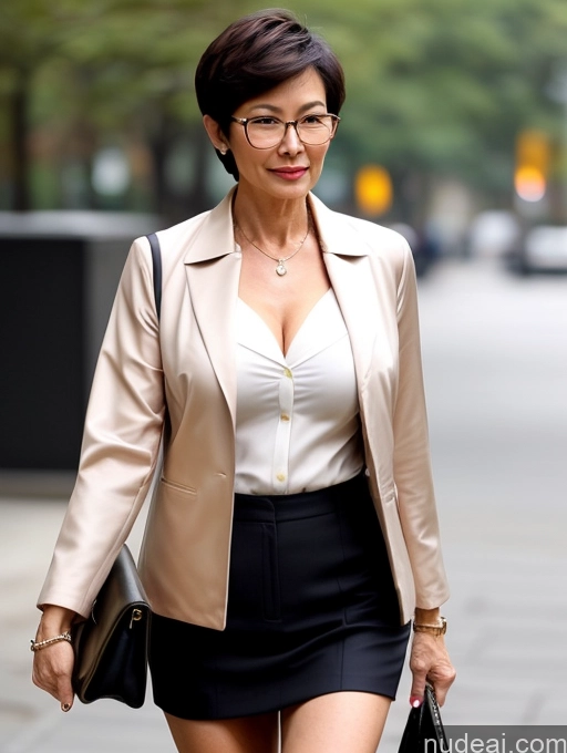 related ai porn images free for Milf Perfect Body Perfect Boobs Beautiful Glasses Sexy Face Short Hair Chinese Blouse Bra Casual Jacket Suit Stylish Secretary Professor Cleavage Detailed 50s