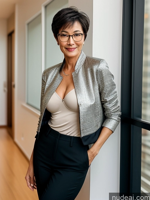 related ai porn images free for Milf Perfect Body Perfect Boobs Beautiful Glasses Sexy Face Short Hair Chinese Blouse Bra Casual Jacket Suit Stylish Secretary Professor Cleavage Detailed 50s