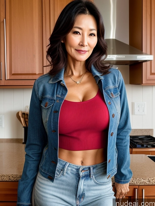 related ai porn images free for Milf Small Tits Beautiful Perfect Body 60s Korean Kitchen Jacket Jeans Shirt Stylish Sweater Cleavage Detailed