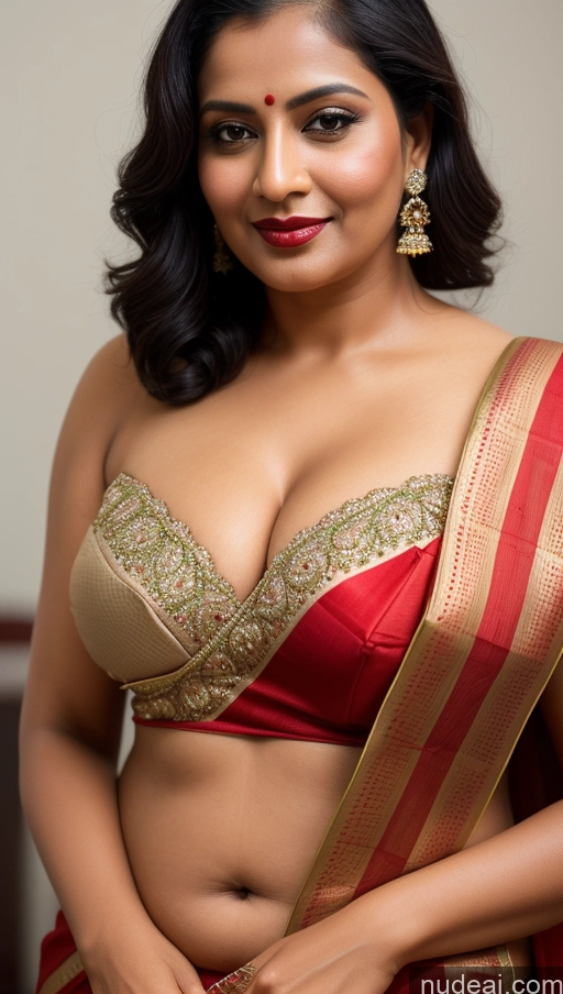 related ai porn images free for Woman One Lipstick Black Hair Indian Beautiful Slicked Close-up View Busty 40s Thick Sari Cleavage